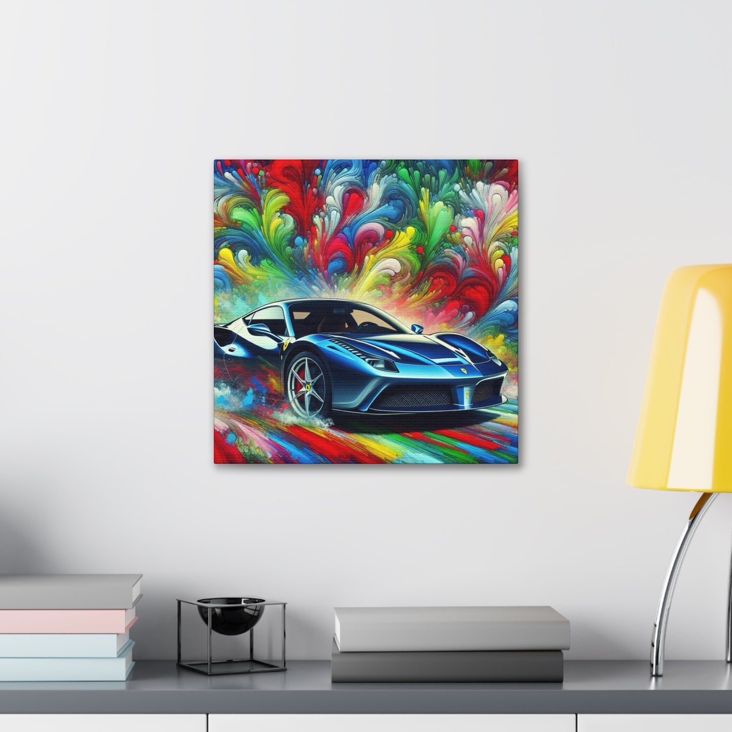 Luxury Ferrari Car Wall Art, Italian Supercar Canva Painting, Home Decor, Office Wall Hanging, Gift for Car Lovers, Handmade Oil Print