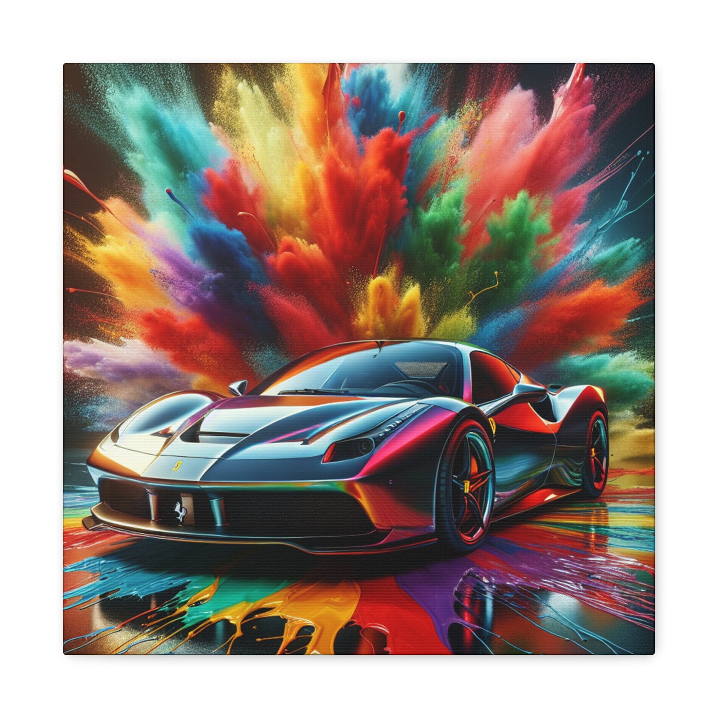 Ferrari Luxury Car Wall Art Canva Painting - Handmade Contemporary Home Decor for Men, Car Lovers and Collectors - Limited Edition Print