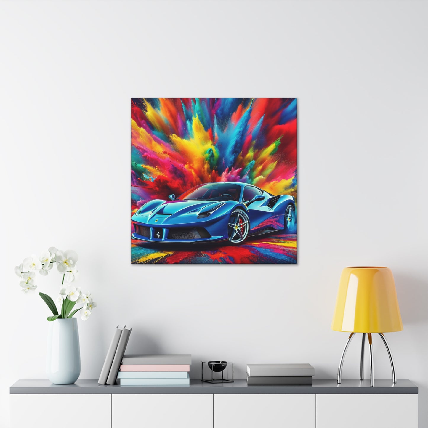 Ferrari Canva Wall Art - High Quality Luxury Car Painting - Perfect Gift for Car Enthusiasts, Home and Office Decor, Men's Man Cave Artwork