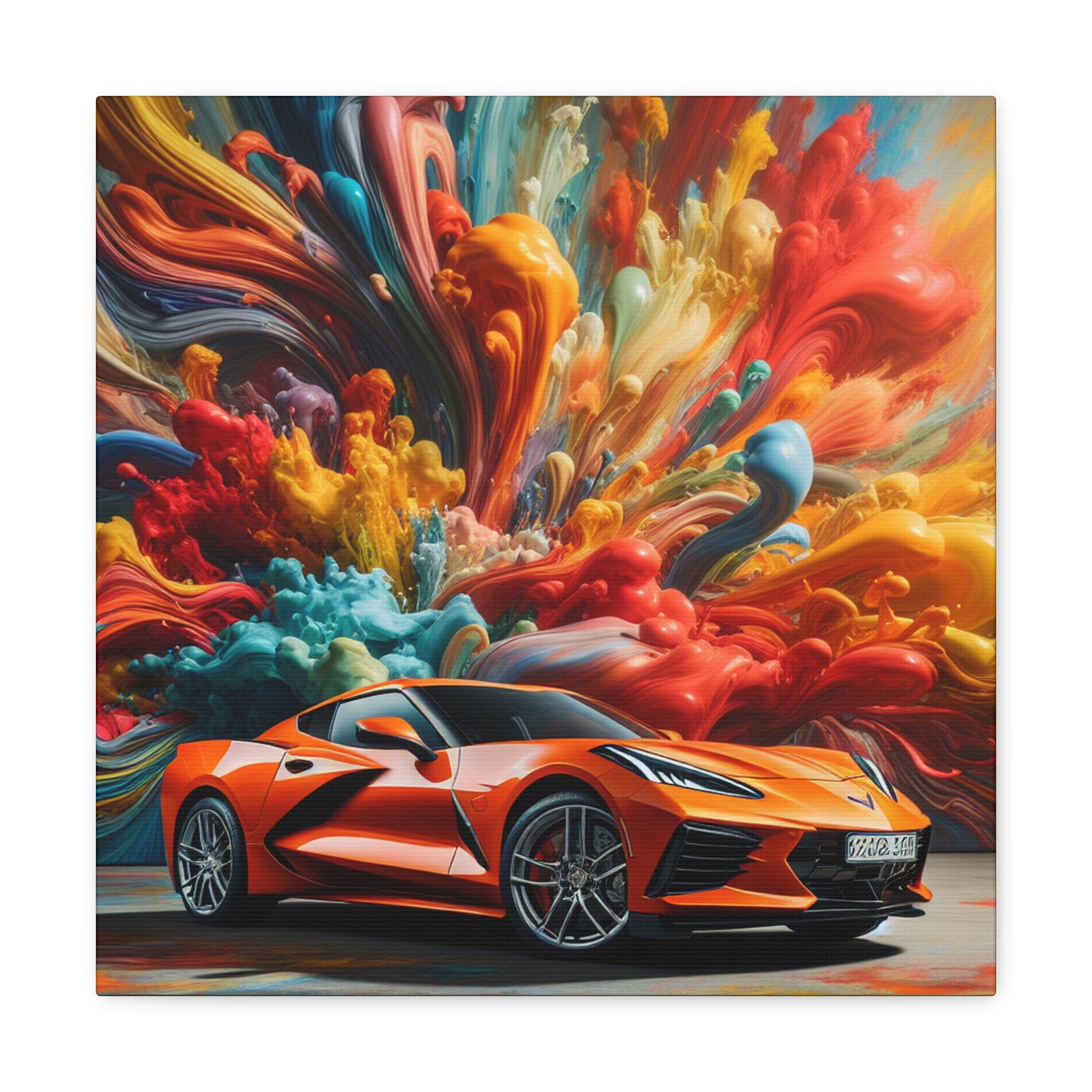 Chevrolet Corvette Canva Wall Art, Unique Car Design, Handmade Home Decor, Perfect Gift for Car Enthusiast, Quality Canvas Painting