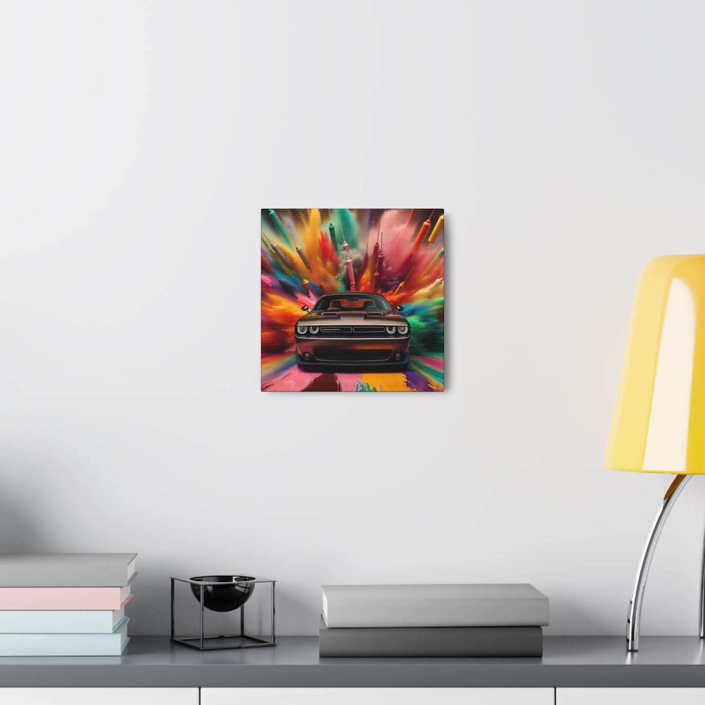 Dodge Challenger Car Art, Wall Decor Canva Painting, Unique Gift for Car Enthusiasts, Muscle Car Home Office Decoration, Automotive Art