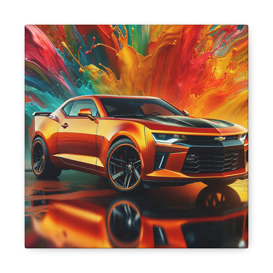 Chevrolet Camaro Wall Art Canva Painting - Vintage Car Decor, Beautiful Motoring Gift, Modern Garage and Home Canvas Print, Car Enthusiast Gift