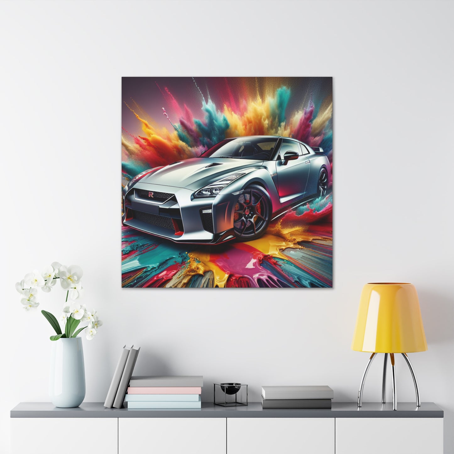 Nissan GT-R Canva Paintings, Sports Car Wall Art, Luxury Garage Decor, High Quality Modern Home and Office Canvas Artwork