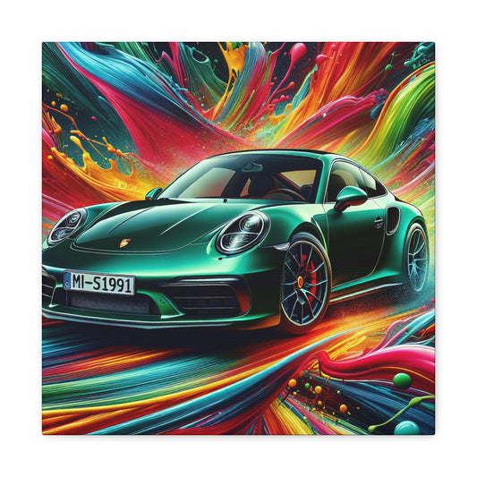 Porsche 911 Canva Art Print - Luxury Car Wall Decor, Sports Car Lover Gift, Exquisite Automobile Painting, High-Performance Vehicle Artwork