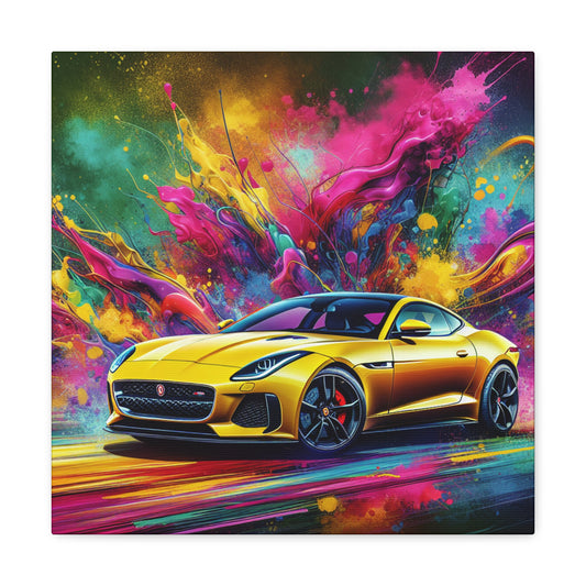 Jaguar F-Type Artwork, Hand Painted, Luxury Sports Car Canva Painting, Wall Decor, Modern Art, Perfect Gift for Car Lovers and Collectors