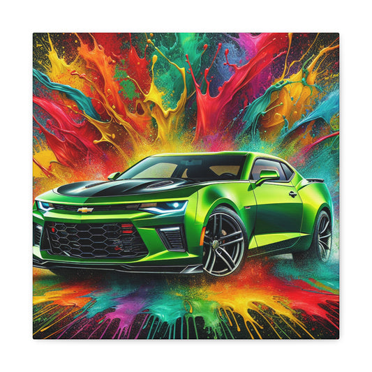 Chevrolet Camaro Artwork - Canva Painting, Wall Decor, Vintage Car Prints, Automotive Decor, Classic Car Lover - Ideal Gift for Car Enthusiasts