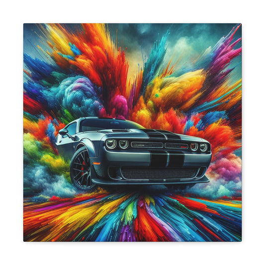 Vintage Dodge Challenger Wall Art, Large Canva Painting, Classic Car Home Decor, Muscle Car Collector Gift, Retro Automotive Artwork