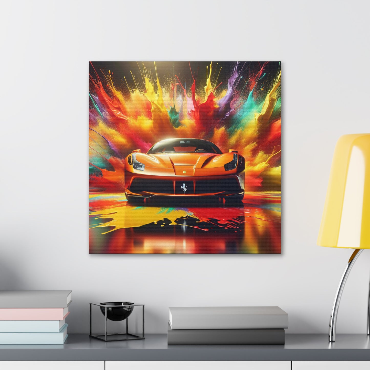 Ferrari Canva Painting, Luxury Car Artwork, Wall Decor, Handmade Piece, Perfect for Home and Office, Ideal Gift for Car Enthusiasts