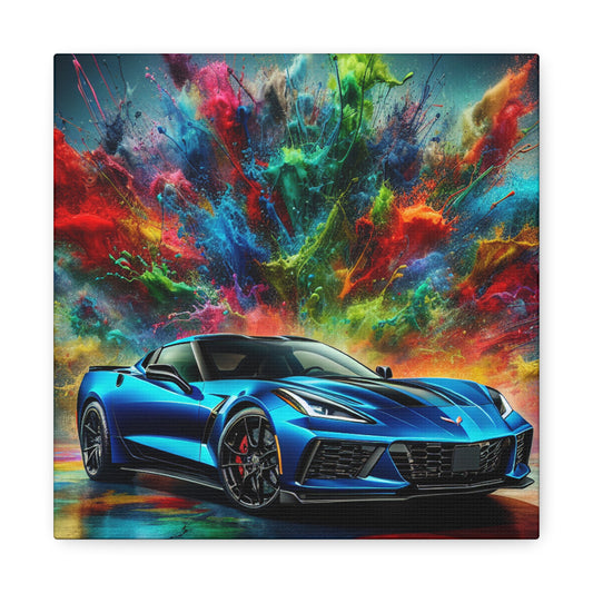 Chevrolet Corvette Canva Painting - Classic Car Wall Art - Vintage Vehicle Home Decor - Retro Auto Enthusiast Gift - Automotive Fine Art