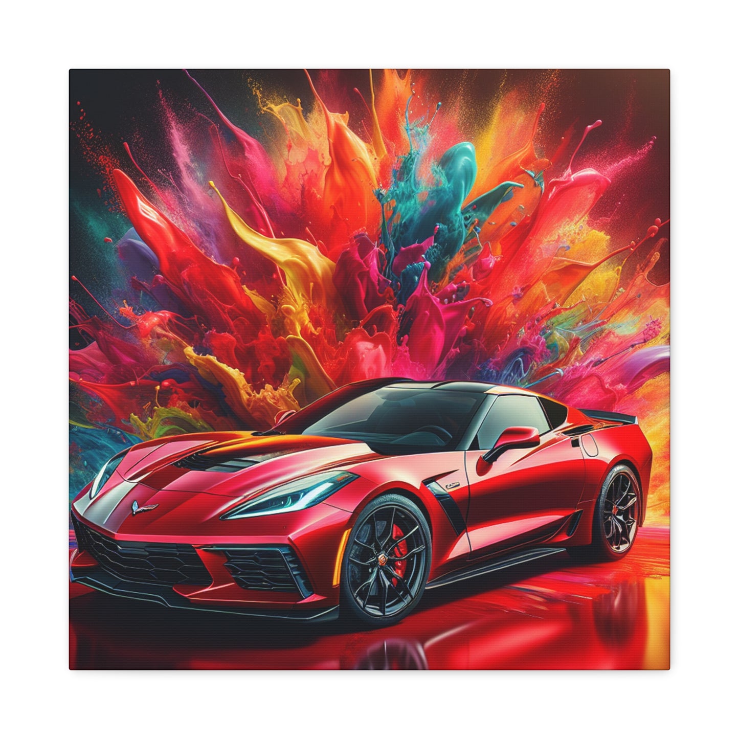 Chevrolet Corvette Canva Painting - Handmade Wall Art, Unique Car Themed Decor, Perfect Gift for Car Enthusiasts and Collectors