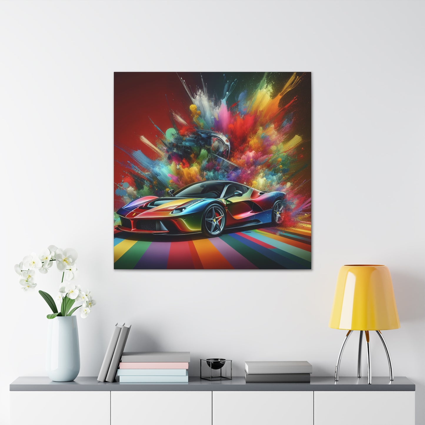 Ferrari Car Wall Art, Luxury Sports Car Canva Painting, Perfect Gift for Car Enthusiasts, Home and Office Decorative Piece, Collectible Artwork