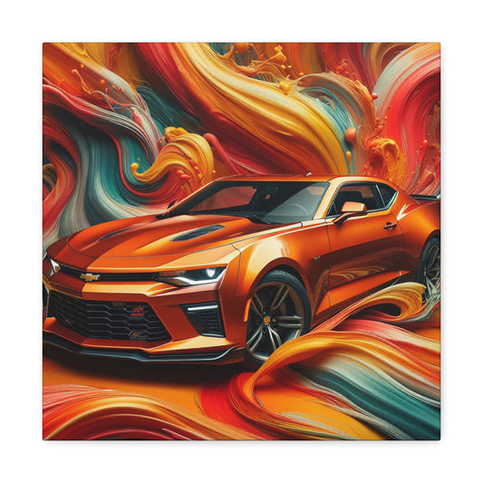 Vintage Chevrolet Camaro Wall Art Canva Painting, Car Enthusiasts Decor, Auto Garage Living Room Design, Perfect Gift for Car Lovers