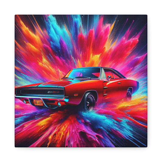 Dodge Charger Wall Art - Vintage Style Car Canva, Perfect for Man Cave, Gift for Car Enthusiasts and Classic Car Lover