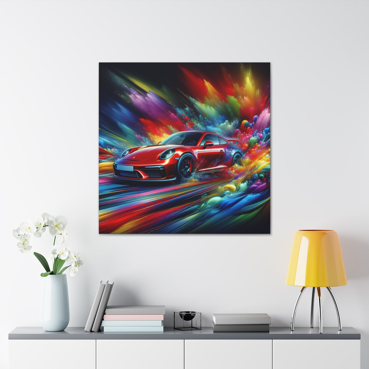 Porsche 911 Wall Art Canva - Luxury Car Painting, Automotive Home Decor, Framed Car enthusiast gift