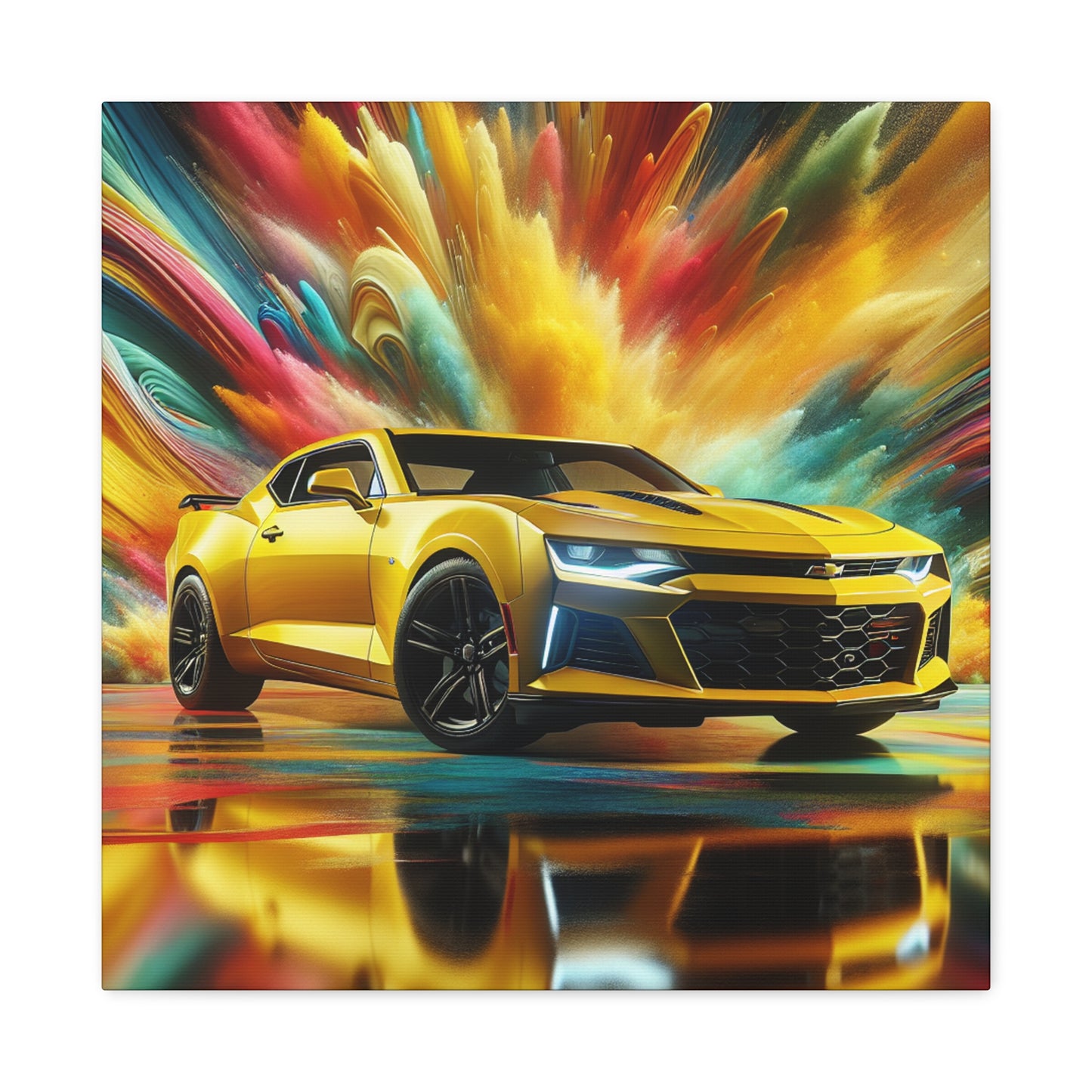 Chevrolet Camaro Wall Art Canva Painting - Classic Car, Automobile Decor, Unique Handmade Gift for Car Lovers and Enthusiasts