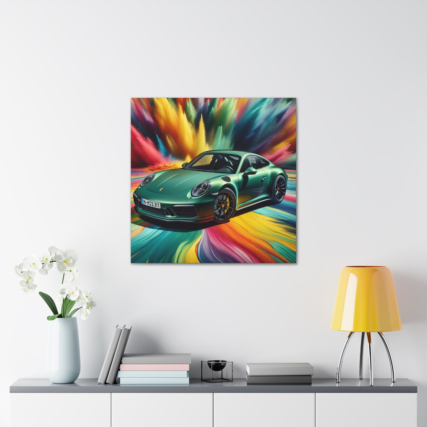 Porsche 911 Wall Decor Canva Painting, Handmade Home and Office Artwork, Automotive Wall Art, Luxury Sports Car Lover's Gift