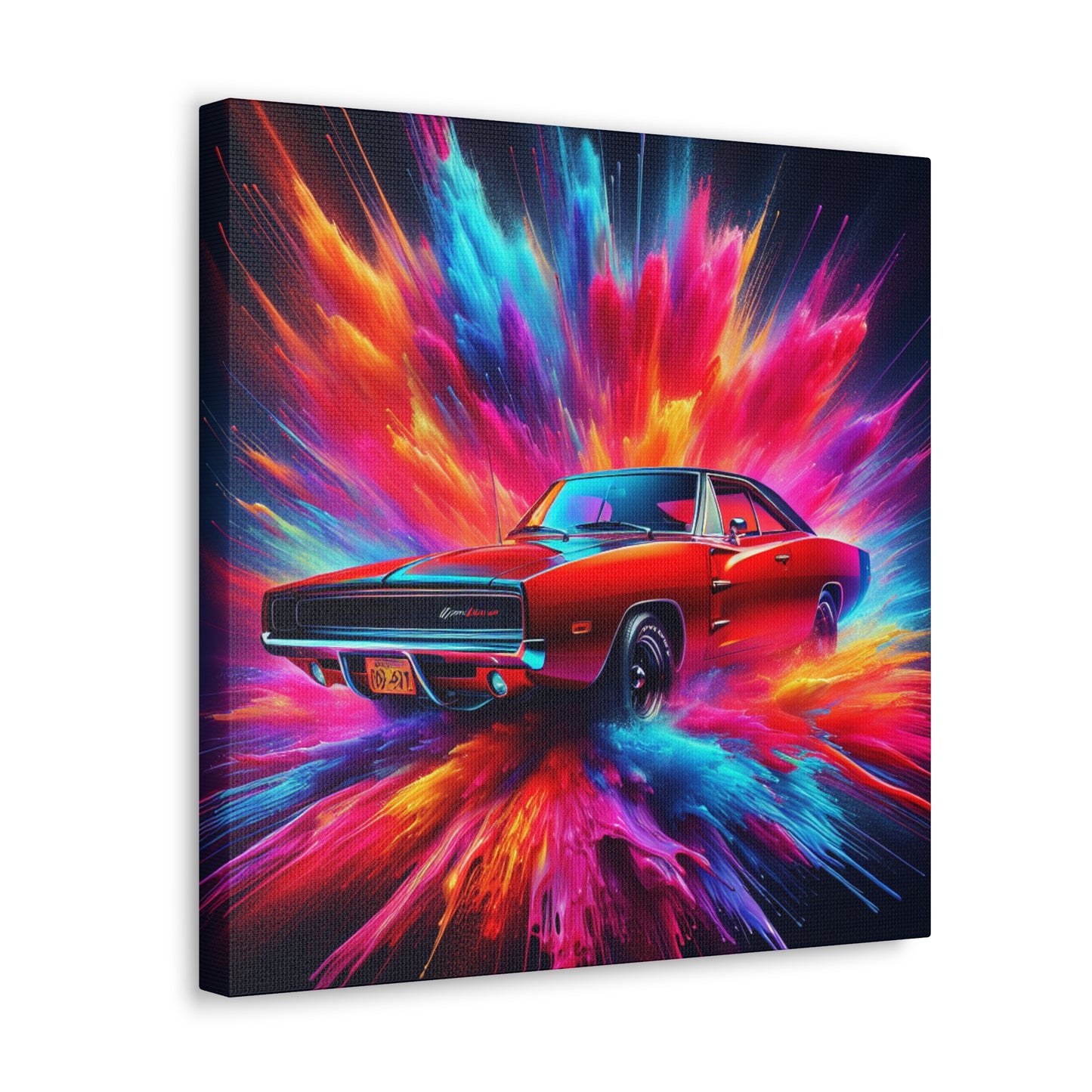 Dodge Charger Wall Art - Vintage Style Car Canva, Perfect for Man Cave, Gift for Car Enthusiasts and Classic Car Lover