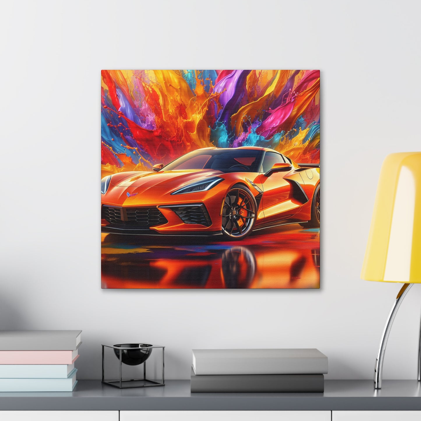 Chevrolet Corvette Wall Art, Luxury Sports Car Canva Painting, Home Decor, Gift for Car Enthusiasts, High Quality Artwork