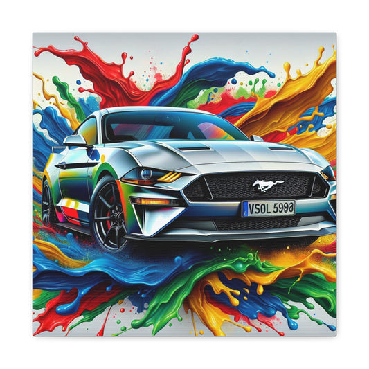 Ford Mustang Wall Decor, Vintage Car, Large Canvas Print, Garage Art, Abstract Painting Gift for Car Lovers and Enthusiasts