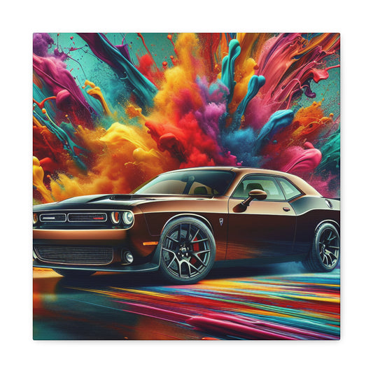 Dodge Challenger Wall Art, Car Canva Painting, Automobile Decor, Unique Gift for Car Lovers, Vintage Car Enthusiast, Muscle Car Illustration