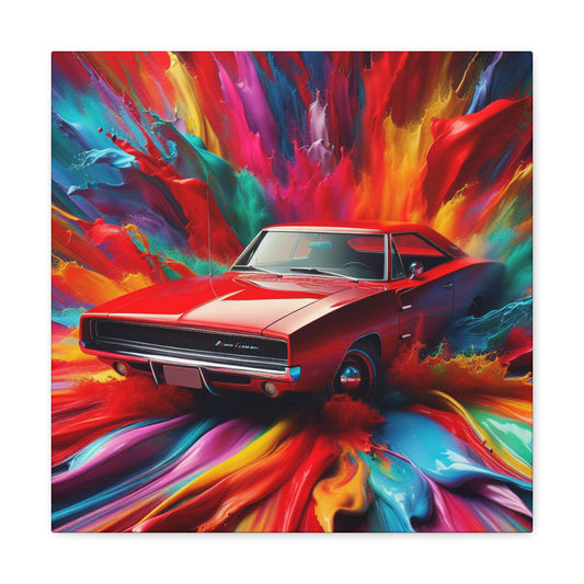 Classic Dodge Charger Canva Painting Art, Vintage Muscle Car Wall Decor, Perfect Gift for Car Enthusiasts and Collectors