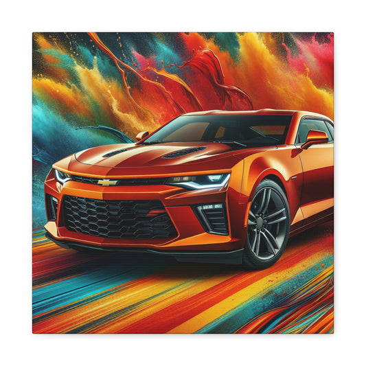 Chevrolet Camaro Canva Painting - Classic Car Wall Art, Muscle Car Decor, Gifts for Car Enthusiasts, Automobile Lovers, Man Cave Addition