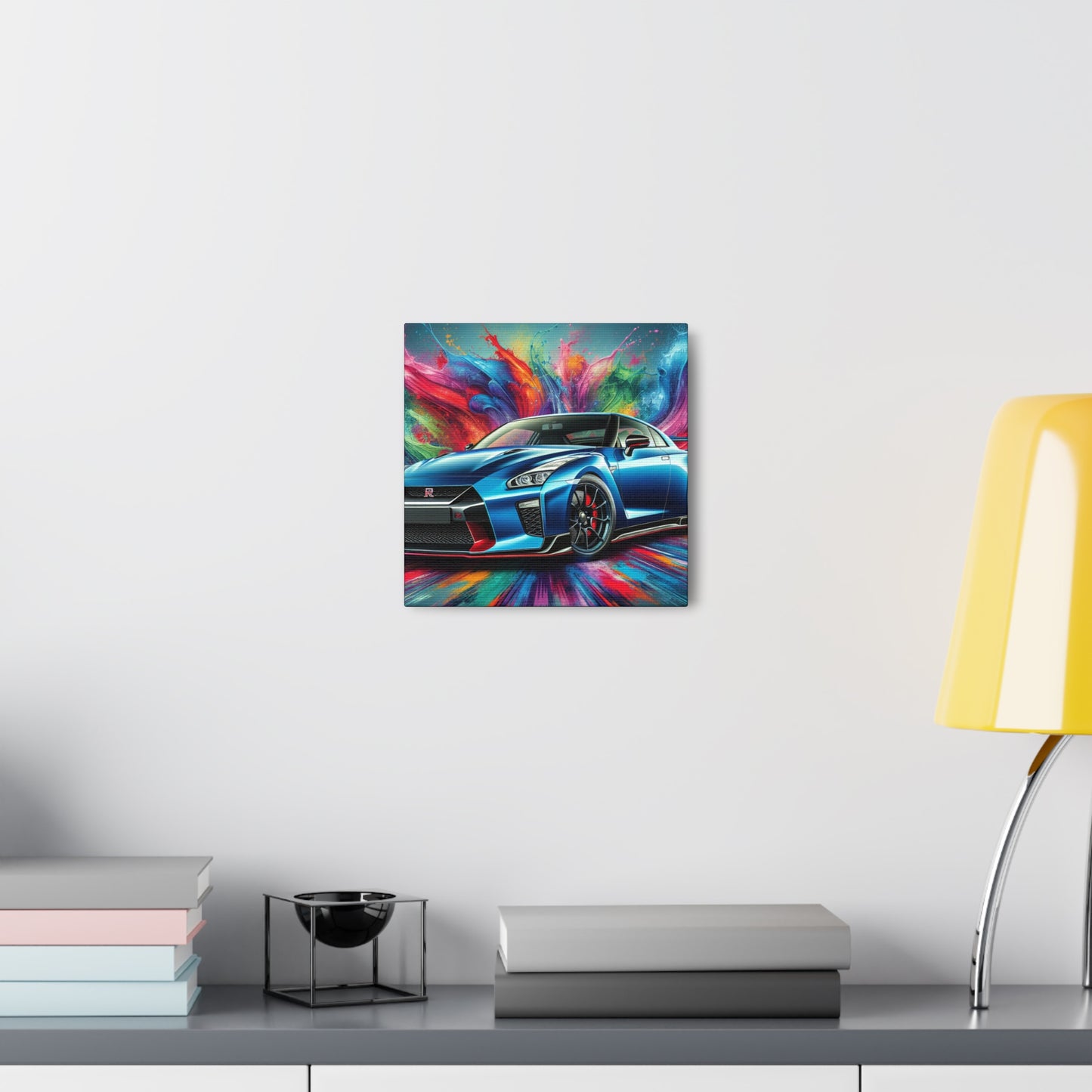 Nissan GT-R Car Wall Art Canva - Sports Car Lovers Decor, Hand Painted Modern Painting, Perfect Gift for Car Aficionados