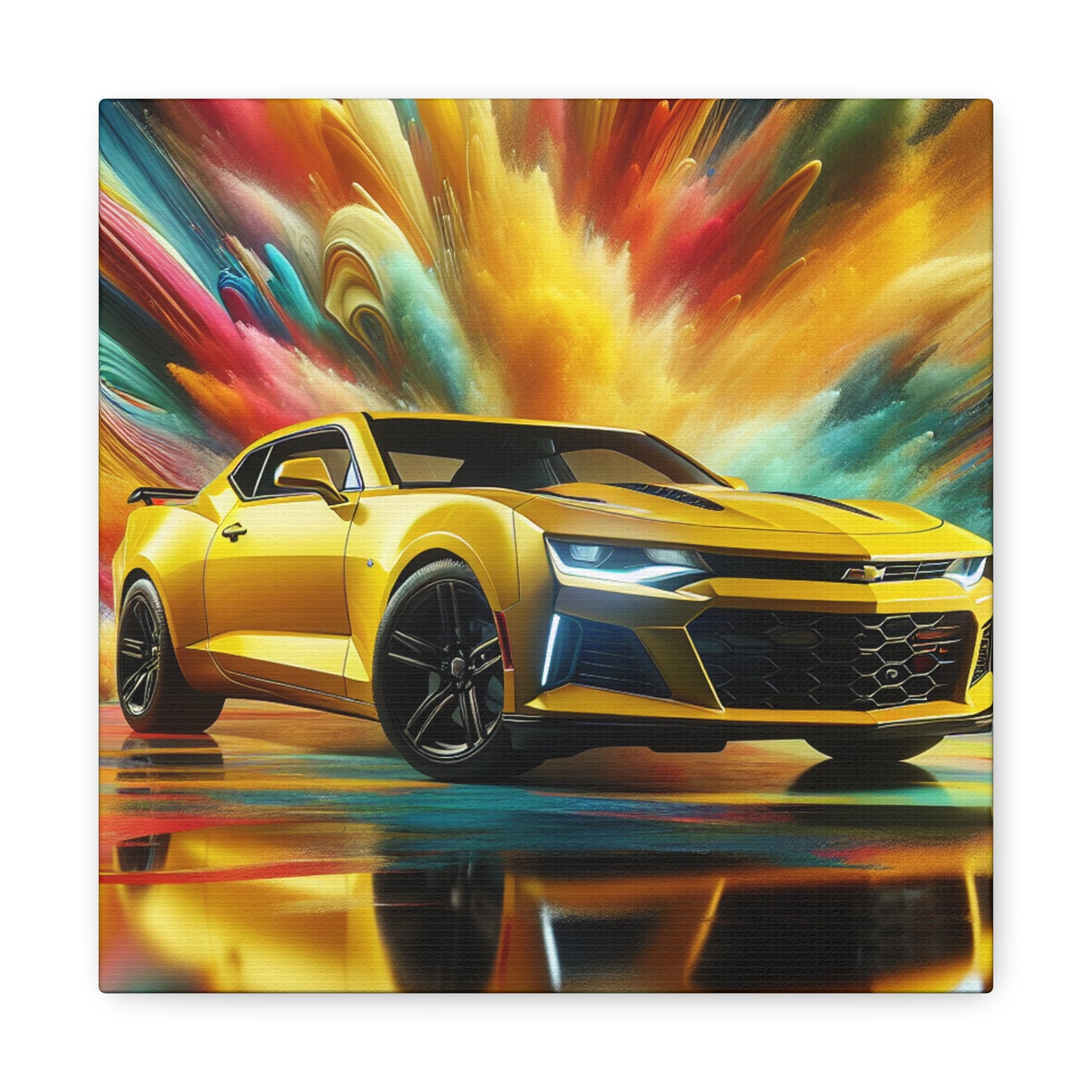 Chevrolet Camaro Wall Art Canva Painting - Classic Car, Automobile Decor, Unique Handmade Gift for Car Lovers and Enthusiasts