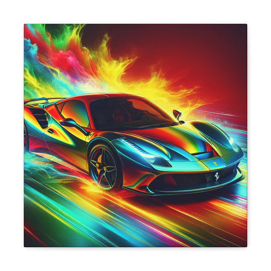 Ferrari Car Canva Art - Luxury Supercar Wall Decor, Hand Painted Canvas for Car Lovers, Exclusive Ferrari Inspired Home and Office Artwork