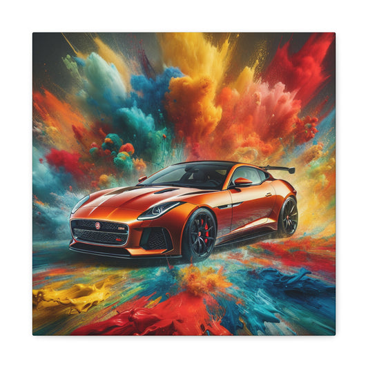 Jaguar F-Type Canva Painting, High-Quality Print, Wall Art for Car Enthusiasts, Handmade Home Décor, Minimalistic Style Artwork