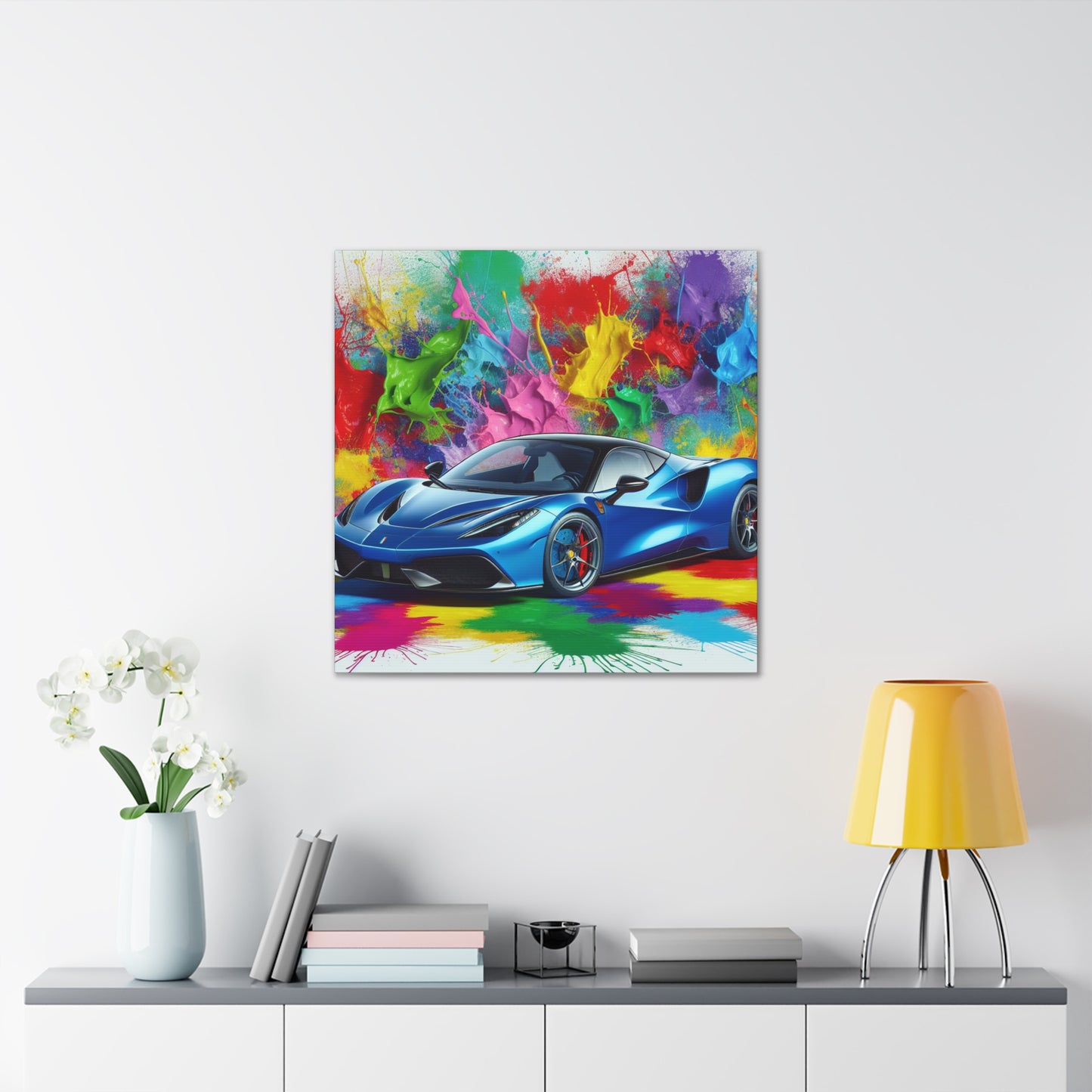 Ferrari Luxury Car Canva Painting - Wall Art for Living Room, Home Decor, Man Cave - Exclusive Sports Car Art - Giclee Print Gift