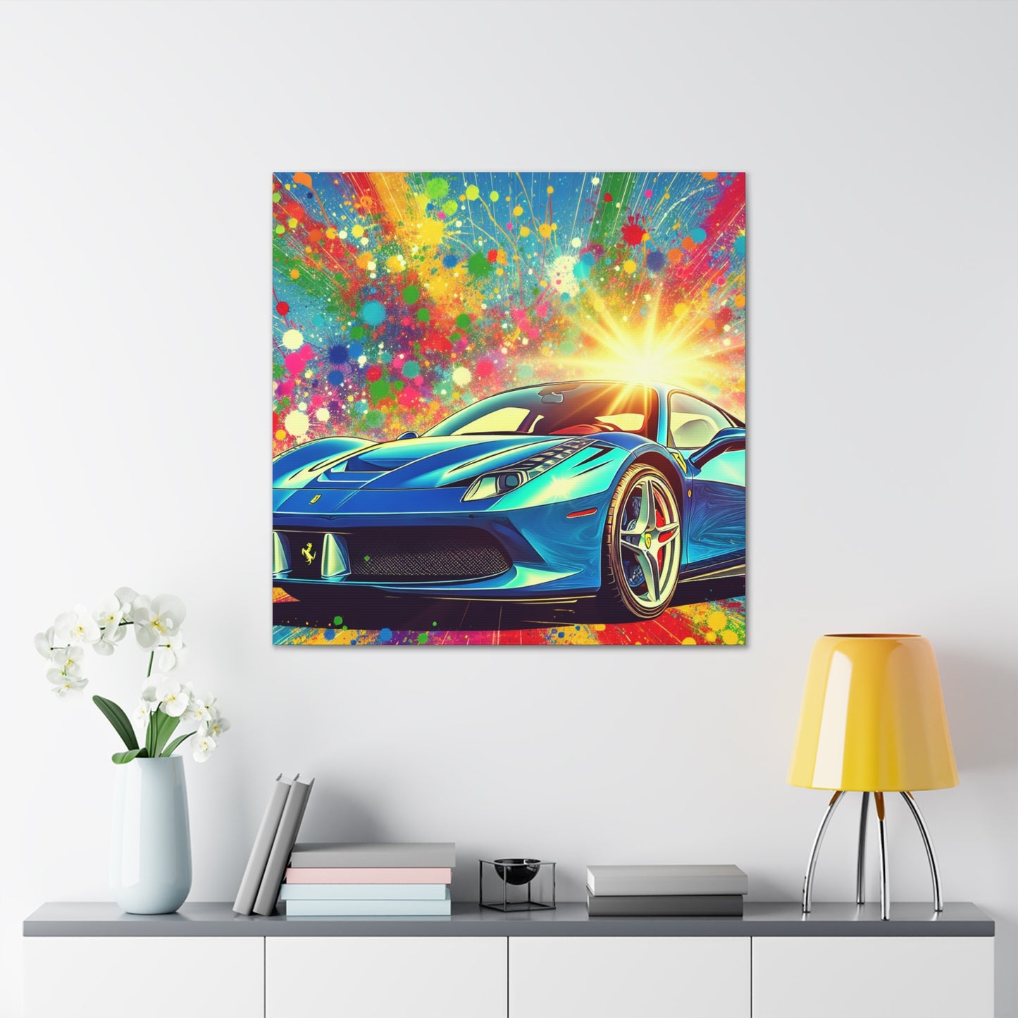 Ferrari Wall Art Canvas - Luxury Car Painting, Perfect for Man Cave, Garage Decor, Automotive Enthusiast Gift, High Quality Print