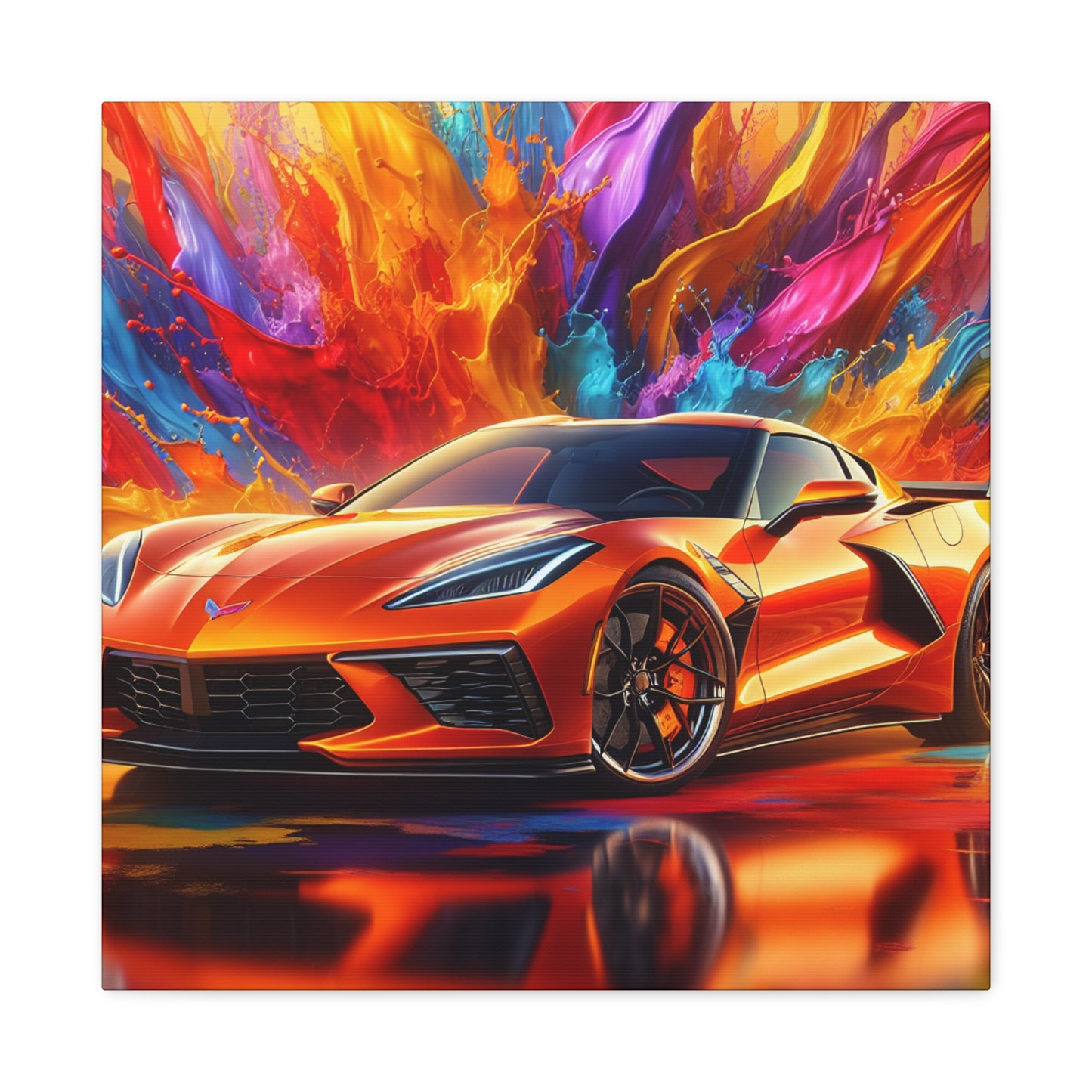 Chevrolet Corvette Wall Art, Luxury Sports Car Canva Painting, Home Decor, Gift for Car Enthusiasts, High Quality Artwork