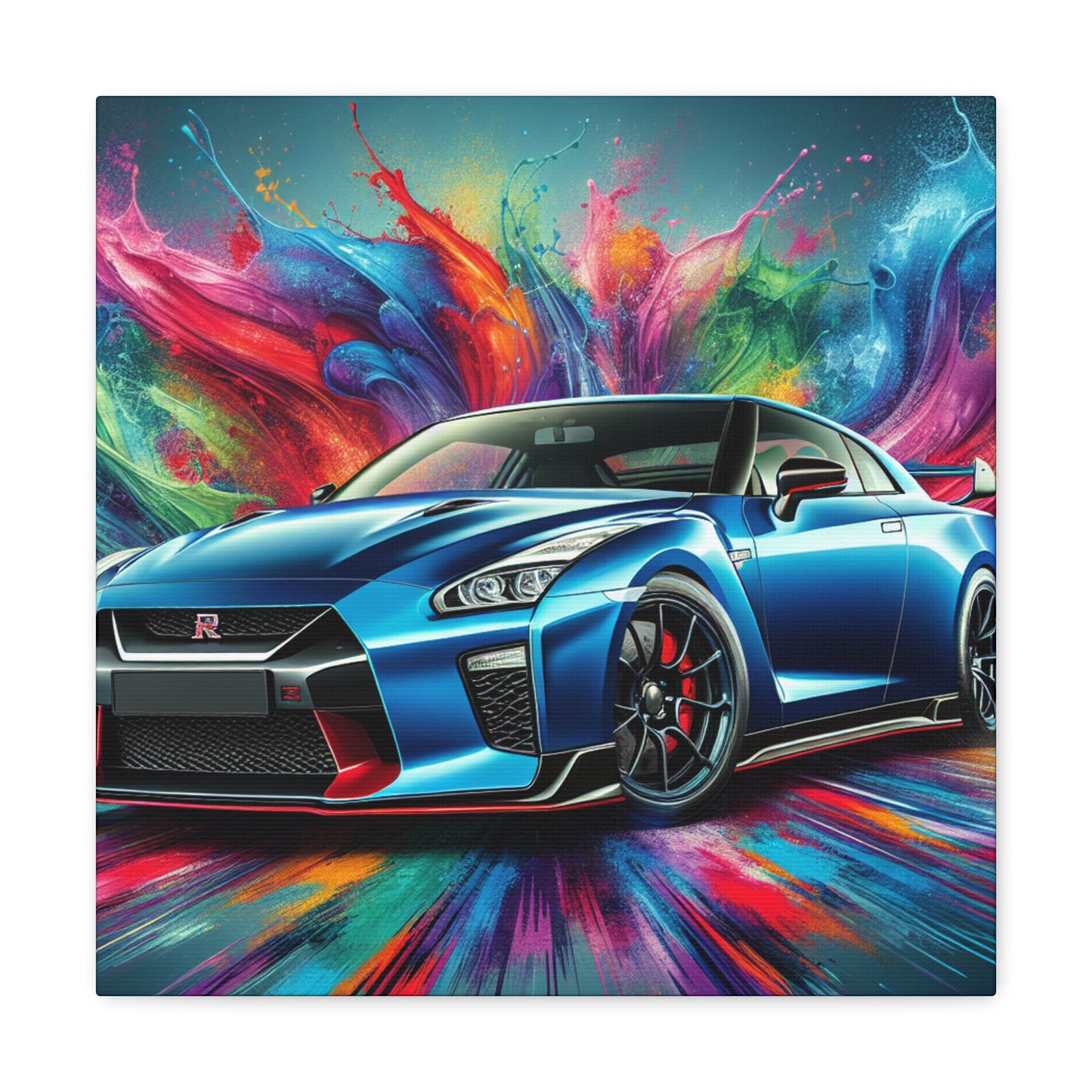 Nissan GT-R Car Wall Art Canva - Sports Car Lovers Decor, Hand Painted Modern Painting, Perfect Gift for Car Aficionados