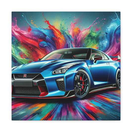 Nissan GT-R Car Wall Art Canva - Sports Car Lovers Decor, Hand Painted Modern Painting, Perfect Gift for Car Aficionados