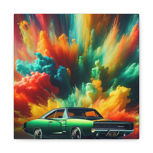 Dodge Charger Canva Painting, Vintage Car Wall Art, Retro Vehicle Home Decor, Classic Car Artwork, Automotive Enthusiast Gift Idea