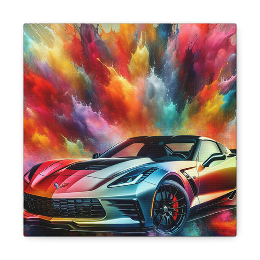 Chevrolet Corvette Car Wall Art, Large Canva Painting, Vintage Auto Decor for Garage, Classic Car Enthusiast Gift, Collectible Wall Hanging