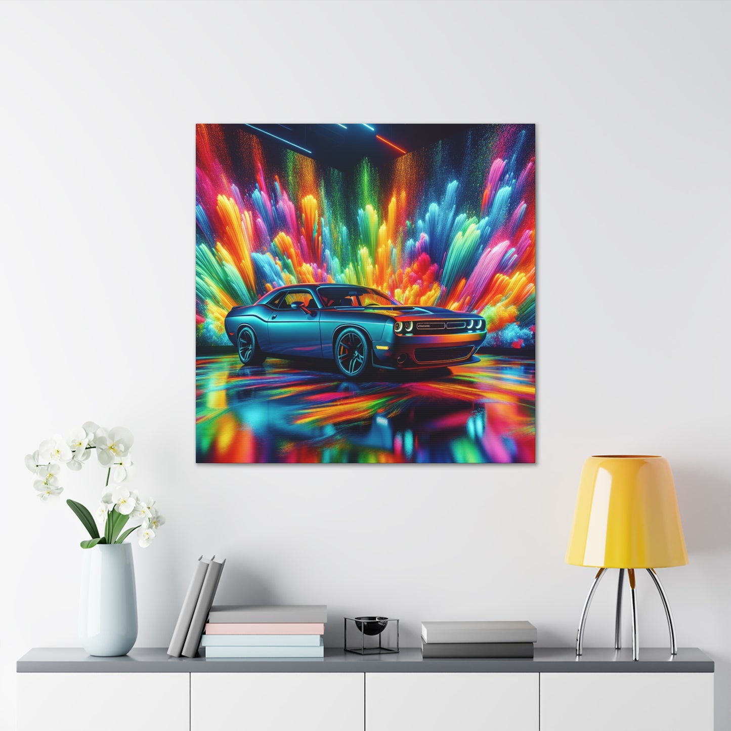 Dodge Challenger Wall Art - Premium Quality Car Canva Painting, Perfect for Home or Office Decor, Unique and Rare Auto Artistry