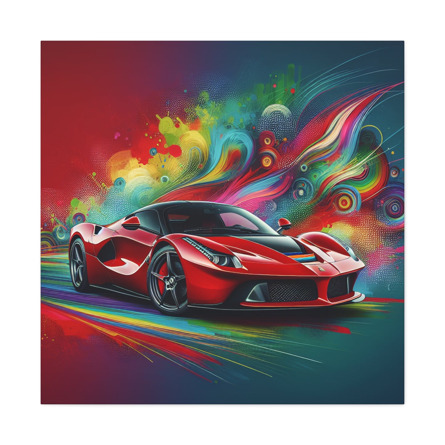 Ferrari Luxury Sports Car Canva Painting, Handcrafted Wall Decor, Unique Gift for Car Lovers, High-Quality Print Art for Home or Office