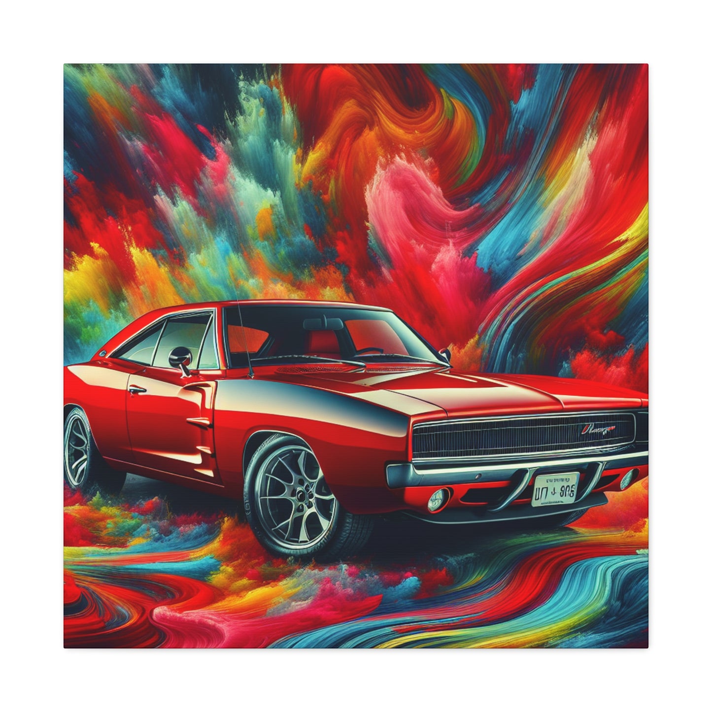 Dodge Charger Canva, Car enthusiasts Wall Art, Sports Car Painting, Home Decor, perfect gift for car lovers