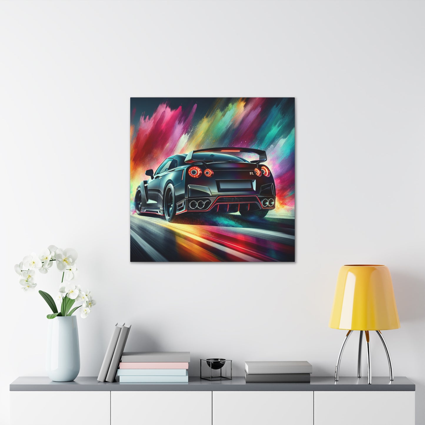 Nissan GT-R Canva, Handpainted Wall Art, Sports Car Enthusiast Gift, Home Decor, Premium Quality Canvas, Unique Artwork for Man Cave