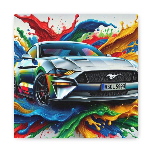 Ford Mustang Wall Decor, Vintage Car, Large Canvas Print, Garage Art, Abstract Painting Gift for Car Lovers and Enthusiasts