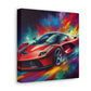 Ferrari Car Wall Canvas Painting - Hand-painted Luxury Sports Car Artwork for Home Decor, Unique Gift for Car Enthusiasts and Collectors