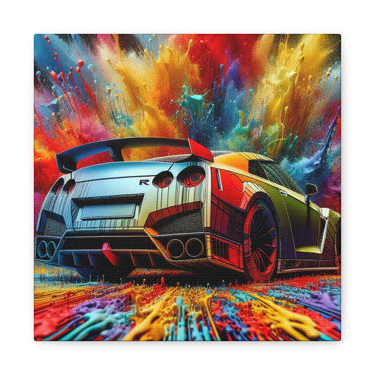 Nissan GT-R Canva Painting, Exquisite Wall Decor, Car Enthusiast Gift, Automotive Art, Racing Theme Room, Handmade GT-R Canva Print