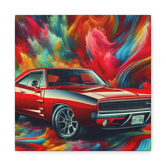 Dodge Charger Canva, Car enthusiasts Wall Art, Sports Car Painting, Home Decor, perfect gift for car lovers