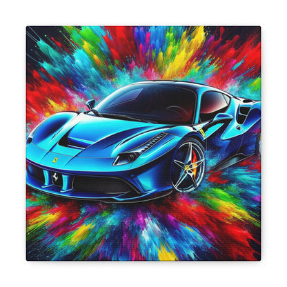 Ferrari Luxury Car Canva Painting, Handmade Sports Car Wall Art, Home Decor, Gift for Car Lovers, Men's Room, Garage Decor, Office Artwork