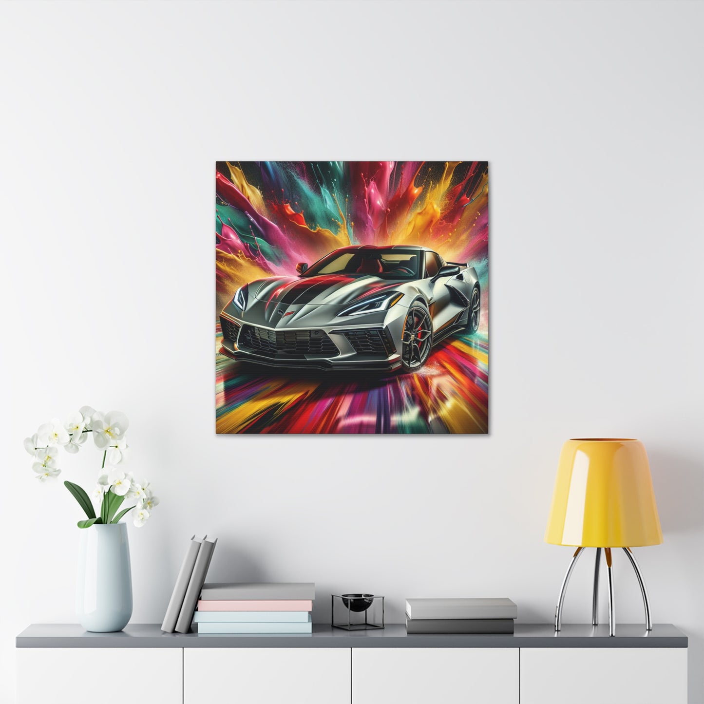 Chevrolet Corvette Canva Wall Art - Rustic Home Decor, Car Lover Gift, Unique Anniversary or Birthday Present, Auto Garage Decoration