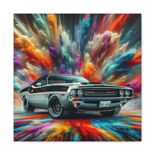 Dodge Challenger Canvas Wall Art - Car Enthusiast Gift, Modern Home Decor, Automobile Painting, Handmade and Personalized Canva Art