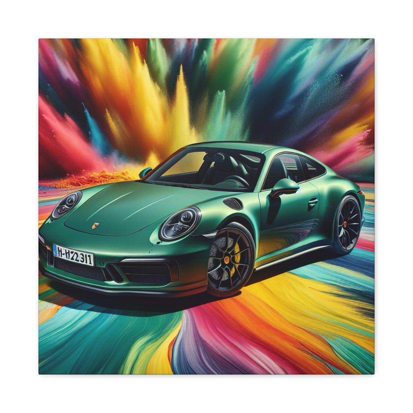 Porsche 911 Wall Decor Canva Painting, Handmade Home and Office Artwork, Automotive Wall Art, Luxury Sports Car Lover's Gift