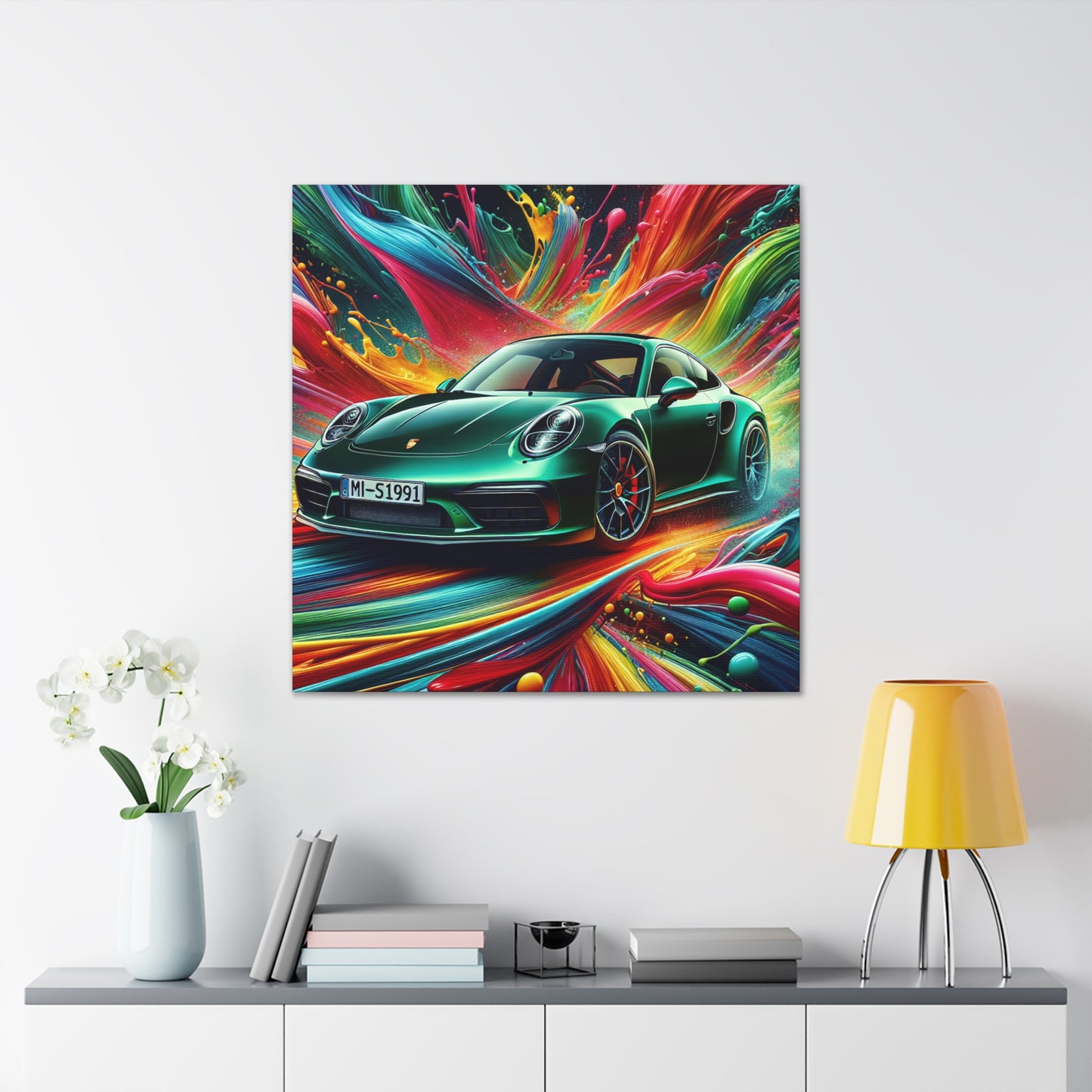 Porsche 911 Canva Art Print - Luxury Car Wall Decor, Sports Car Lover Gift, Exquisite Automobile Painting, High-Performance Vehicle Artwork